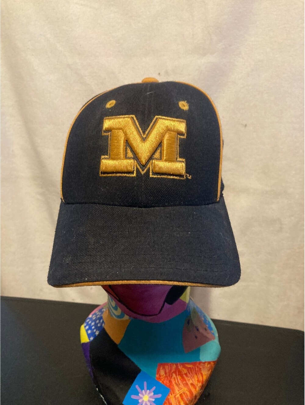 Zephyr Mizzou Tigers Missouri Logo Navy Blue Gold Stripe Fitted Hat Cap 6 7/8